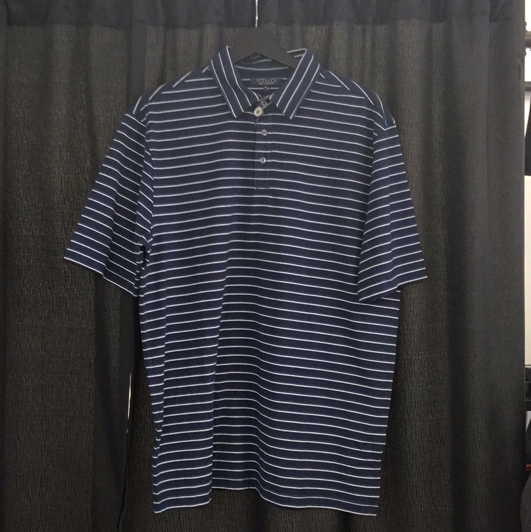 Viyella Men's Winston Pima Cotton S/S Polo Navy Multi Stripe